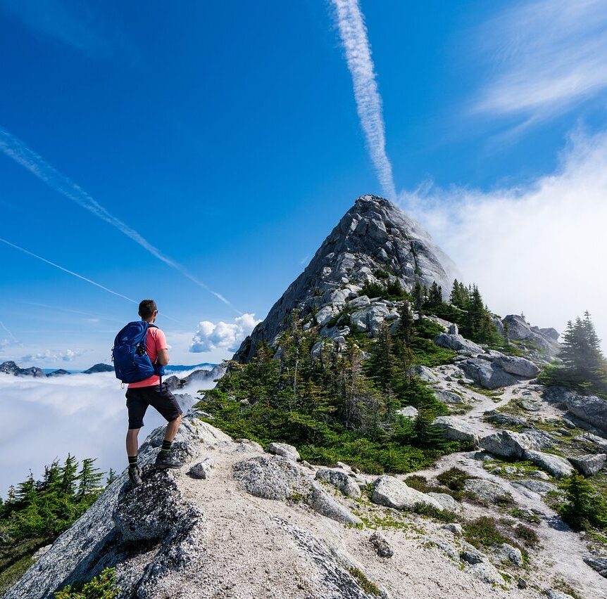 man, mountain, snow